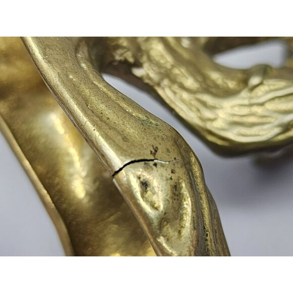 Brass‎ Eagle Figurine With Wings Spread On Branch Perch Decorative Statue - Picture 7 of 10